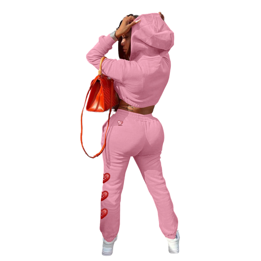 Heart$ Cropped Jogger Set